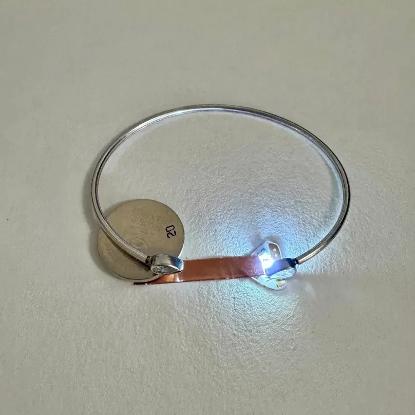 As opposed to the last one, this bracelet worked! It looks so much less awkward in the circuit than the last one since I was able to adjust the angles of both ends.