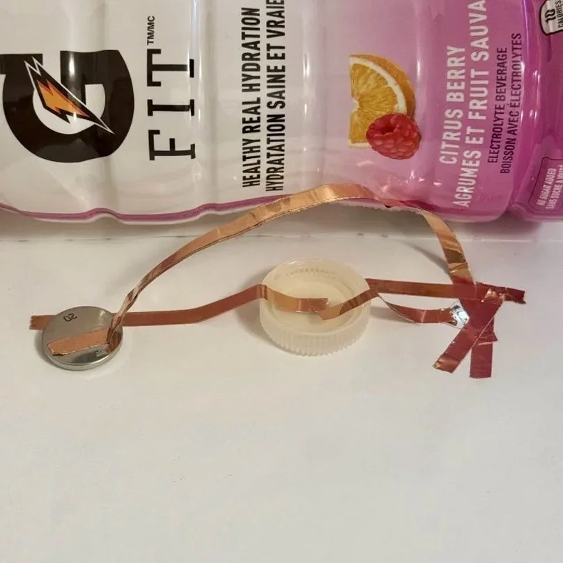 Now for the electrolyte drink. I decided on Gatorade since my family already has it around the house&mdash;it's good to drink when you're sick. I feel like this light was pretty bright for a one-battery circuit, but it's that obvious of a difference from the water.