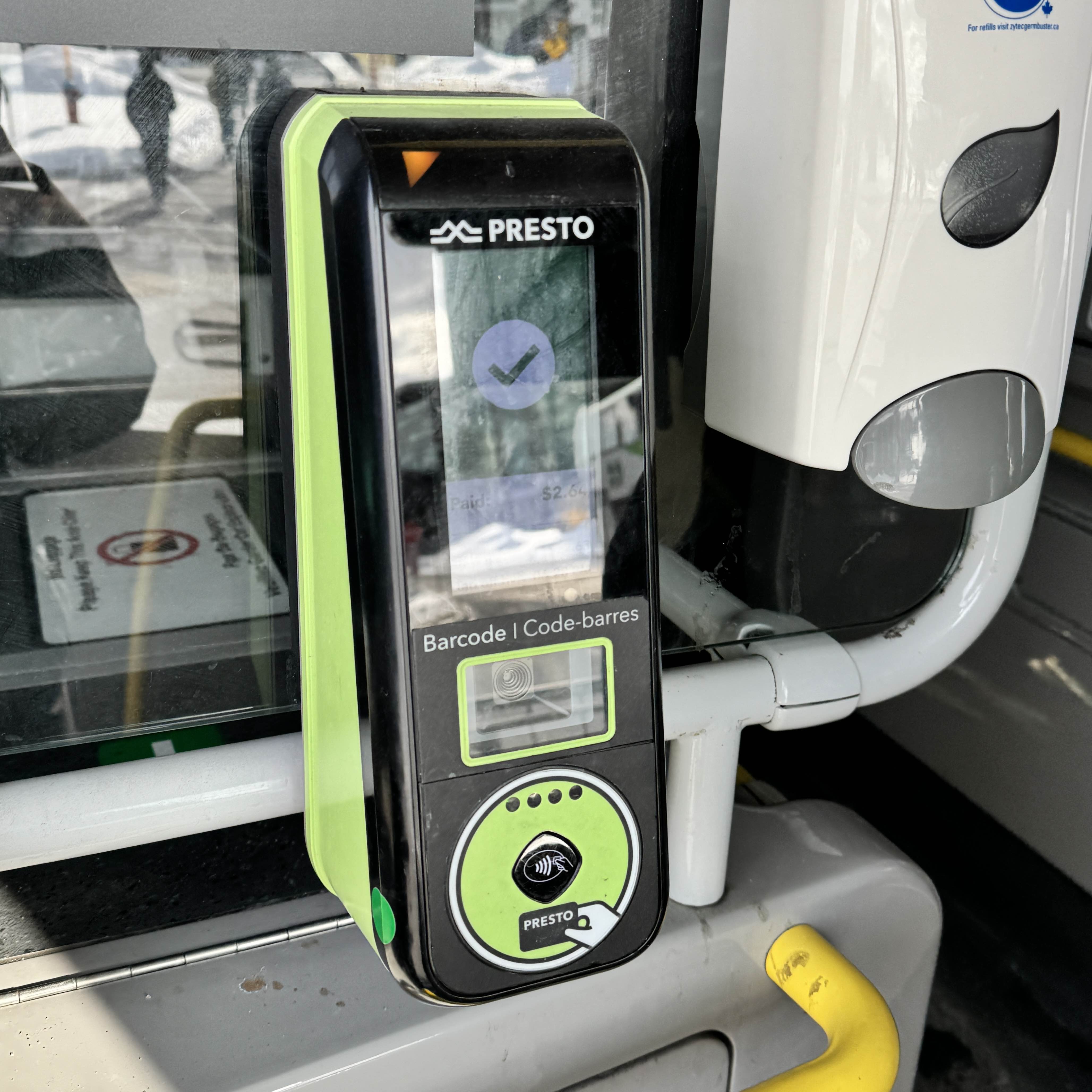 Once I get to Sheridan, I walk down from the second deck, say thank you to the driver, and tap off with my Presto card.