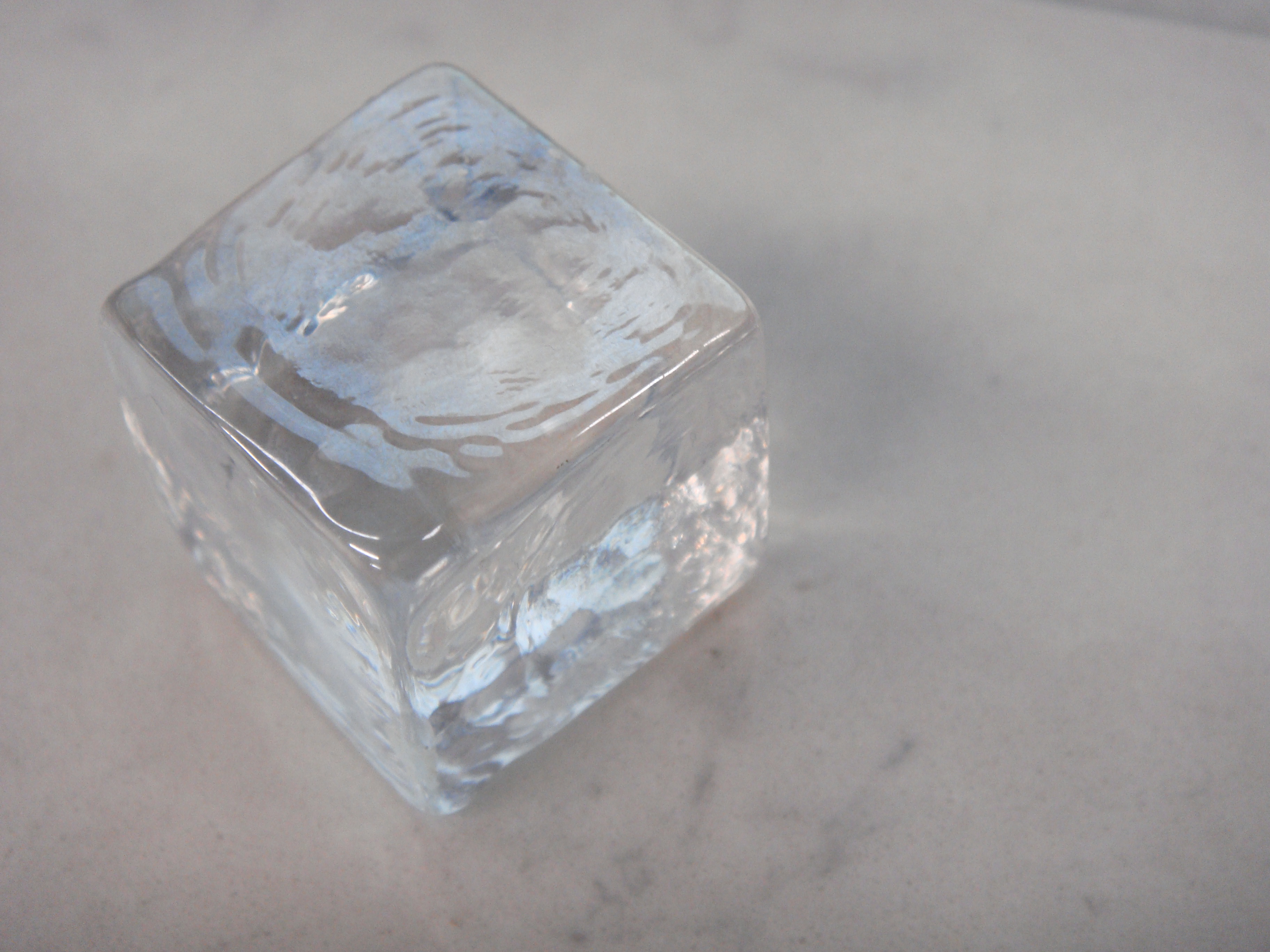 A synthetic block of ice! I'm not sure what it's made of, but myself and other classmates felt disoriented that it wasn't cold to the touch. I love the ripples and imperfections on its surfaces and it really sells that this is a block of ice rather than a transparent block; it's a really interesting use of visual communication through texture!